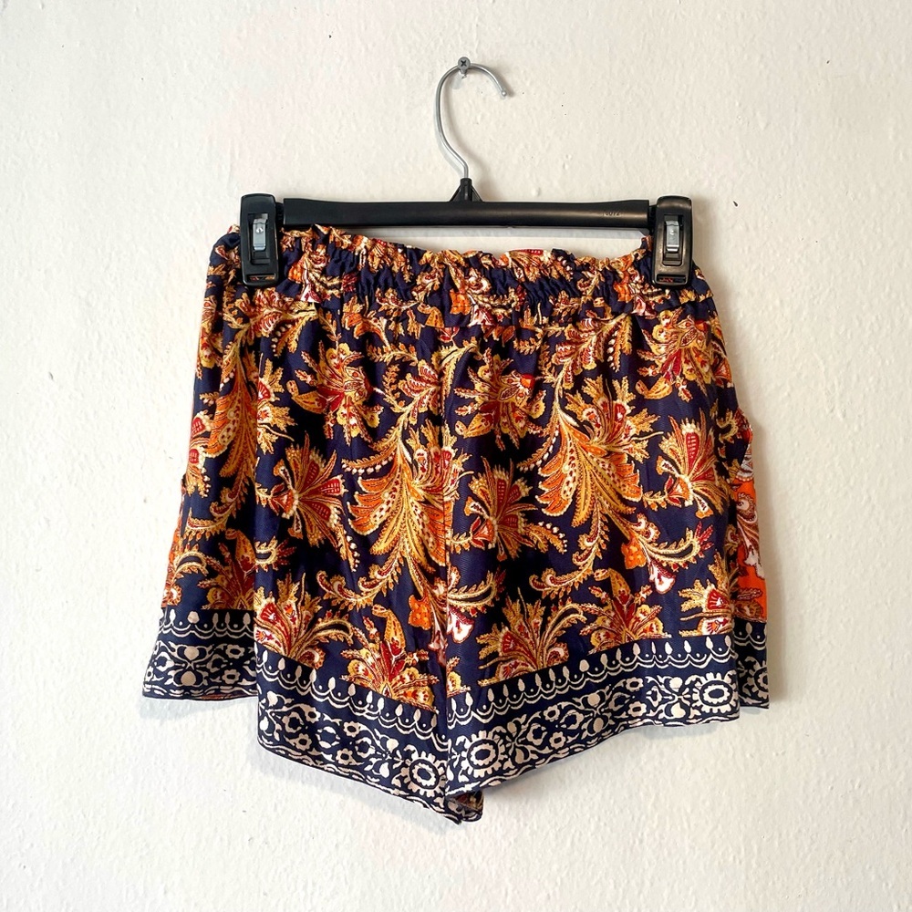 Anthropologie Paisley Print Viscose Shorts Women's XS‎ Orange Relaxed Comfort - Picture 6 of 7